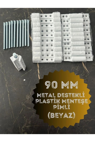 Process PVC Pimapen Kapı Menteşesi Pls Metal Destekli 90mm Beyaz (10 Adet) Vidalar Dahil - 4