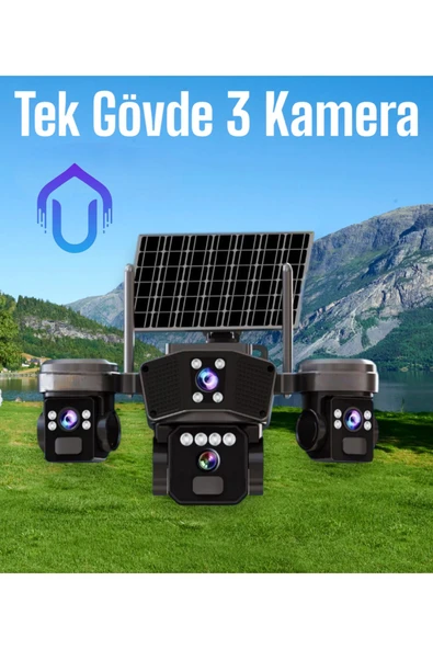 Urfakent 3 Kameralı 4G Solar Kamera Sim Kart İle Çalışan Güneş Enerjili Kamera - 5