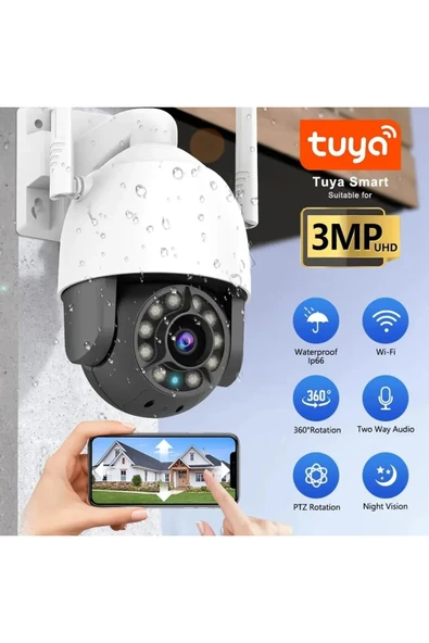 Urfakent Tuya Smart 3MP 1080P Akıllı Güvenlik Kamerası(Hafıza Kartı Dahildir) - 2