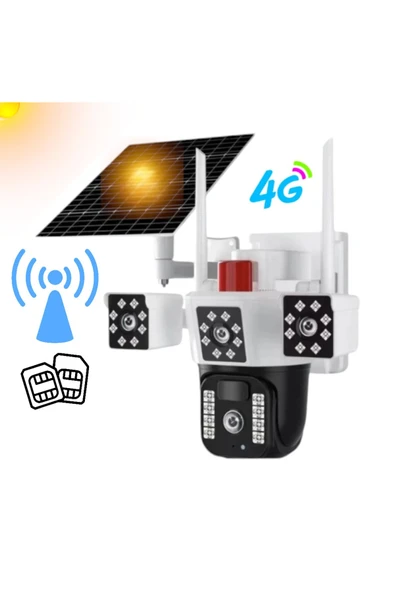 Urfakent 4G Solar Kamera Çift Kameralı Sim Kart İle Çalışan Güneş Enerjili Kamera(Hafıza Kartı Dahildir)
