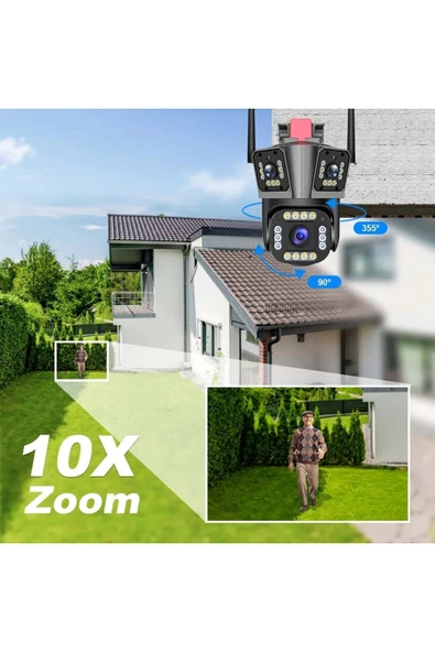 Urfakent Ipc360 3 Kameralı Sirenli Wifi Kamera(hafıza Kartı Dahildir) - 5