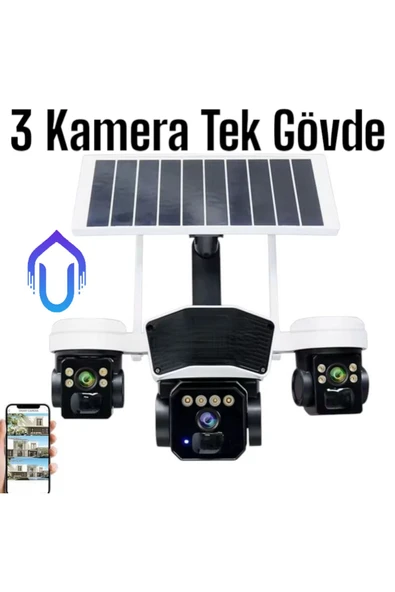 Urfakent 3 Kameralı 4G Solar Kamera Sim Kart İle Çalışan Güneş Enerjili Kamera - 2