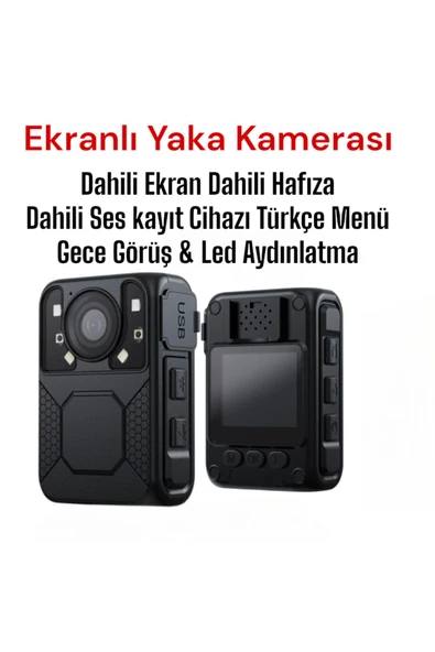Urfakent Gece Görüşlü Ekranlı Yaka Kamerası 64 GB Dahili Hafıza - 5
