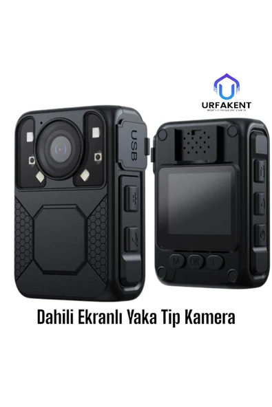 Urfakent Gece Görüşlü Ekranlı Yaka Kamerası 64 GB Dahili Hafıza - 7