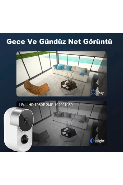 Urfakent Tuya 1080P Wifi Kablosuz Şarjlı Kamera 4-6 Ay Bekleme Süresi(Hafıza Kartı Dahildir) - 4
