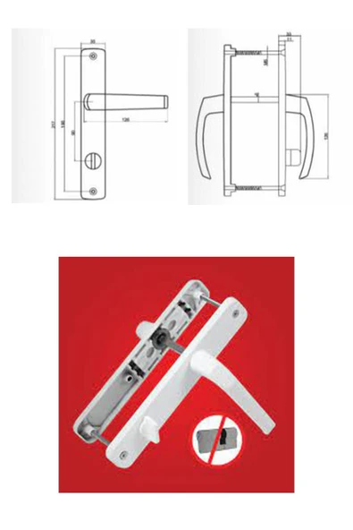 ÖZFIRAT PVC YAPI Alümünyum Kapı Kolu Balkon Alümünyum Kapı Kolu / Antrasit 3 Adet - 4