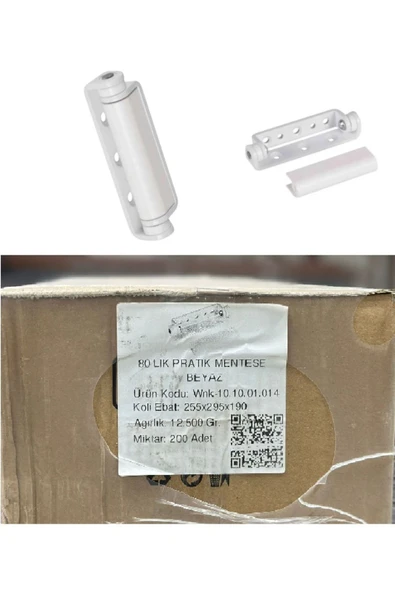 Urfakent 80mm Pratik Çelik Menteşe Beyaz 1 Koli (200ADET)
