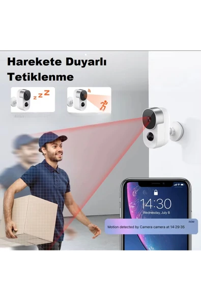 Urfakent Tuya 1080P Wifi Kablosuz Şarjlı Kamera 4-6 Ay Bekleme Süresi(Hafıza Kartı Dahildir) - 6