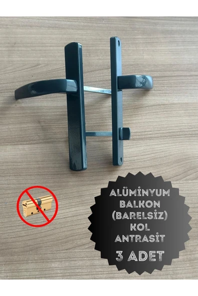 ÖZFIRAT PVC YAPI Alümünyum Kapı Kolu Balkon Alümünyum Kapı Kolu / Antrasit 3 Adet