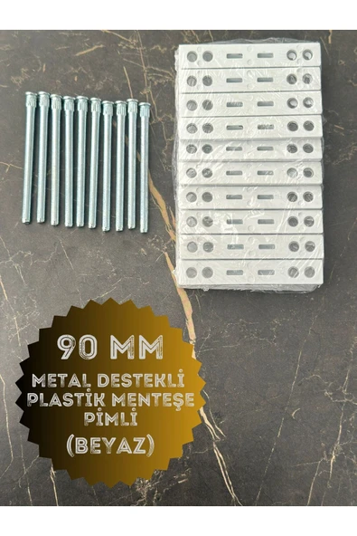 Process PVC Pimapen Kapı Menteşesi Pls Metal Destekli 90mm Beyaz (10 Adet) Vidalar Dahil - 5
