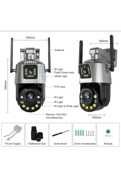 Urfakent İcsee 6 MP Çift Kameralı 36X Optik Zoom Büyük Kasa PTZ Wifi Kamera(Hafıza Kartı Dahildir) - 3