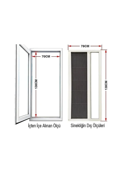Akpen Akordeon Pileli Pilise Kapı Sineklik Beyaz, 90x210 cm Istenilen Ölçüde - 2
