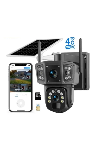 Urfakent 4G Solar Kamera Çift Kameralı Sim Kart Destekli Güvenlik Kamerası(Hafıza Kartı Dahildir)
