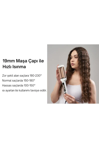 Yui Led Göstergeli Seramik Su Dalgası(WAG) Saç Maşası - 2