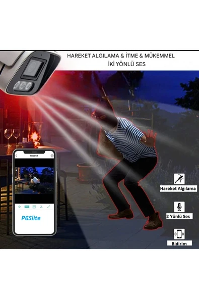 Urfakent Metal Kasa P6SLite Yazılım 1080P Sabit Wifi Kamera(Hafıza Kartı Dahildir) - 4