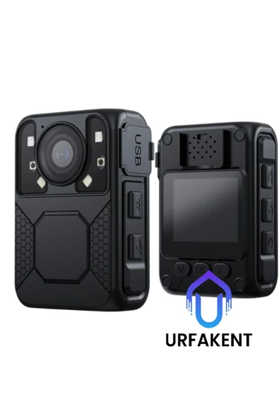 Urfakent Gece Görüşlü Ekranlı Yaka Kamerası 64 GB Dahili Hafıza - 1