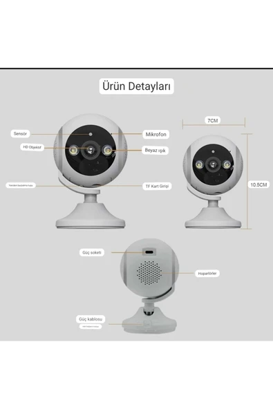 Urfakent Geniş Açılı 3mp Wifi Smart Kamera(Hafıza Kartı Dahildir) - 3