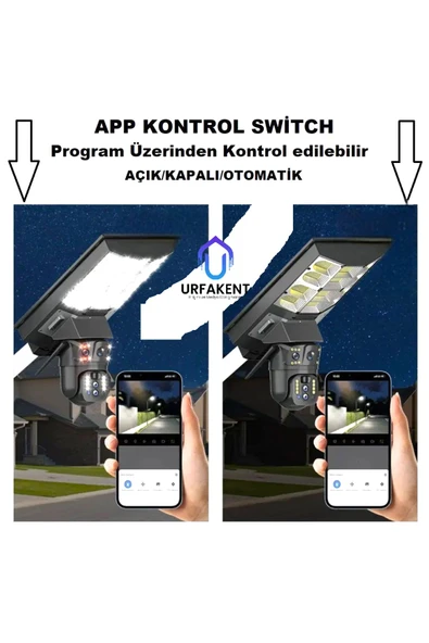 Urfakent Sokak Lambalı 3 Lensli 4G Solar Kamera - 3