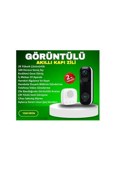 Urfakent 2K Kapı Zili Wifi Akıllı Kamera Geniş Açı - 7