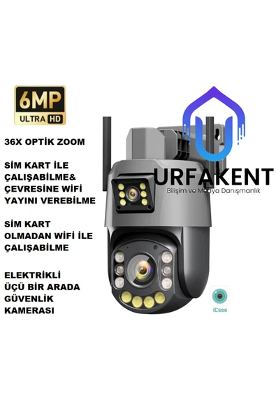 Urfakent 4G+WİFİ Modemli Kamera 3ü Bir Arada Üretim 36X Optik Zoom - 1