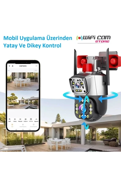 Urfakent IPC360 Çift Kameralı Sirenli Wifi Kamera(Hafıza Kartı Dahildir) - 3