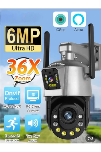 Urfakent İcsee 6 MP Çift Kameralı 36X Optik Zoom Büyük Kasa PTZ Wifi Kamera(Hafıza Kartı Dahildir) - 6