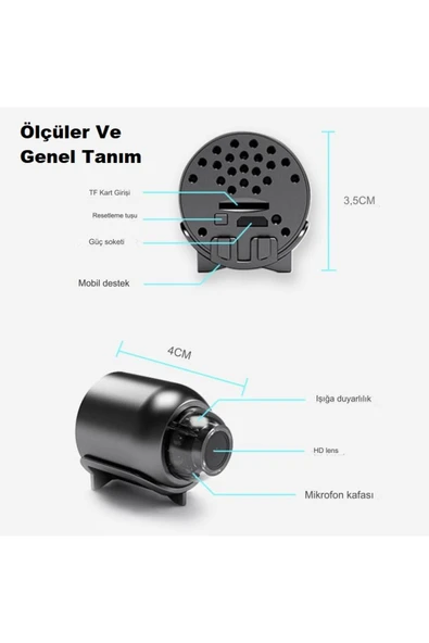 Urfakent X5 Mini WİFİ Kamera 1080P Net Görüntü(Hafıza Kartı Dahildir) - 3