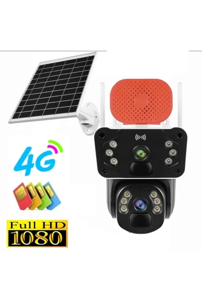 Urfakent 4g Solar Kamera Çift Kameralı Sim Kart Destekli Sirenli Güvenlik Kamerası(hafıza Kartı Dahildir)