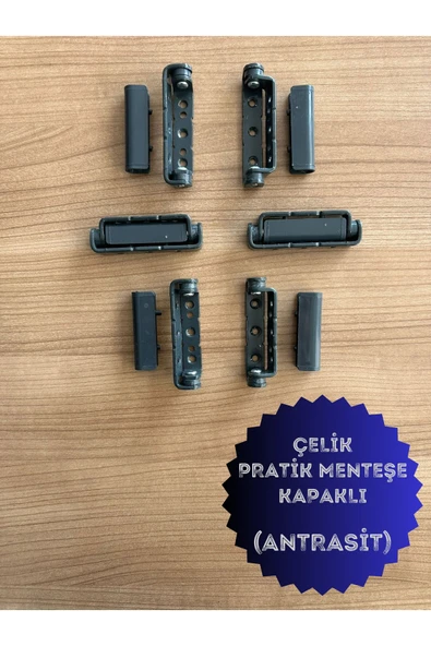 ÖZFIRAT PVC YAPI Pvc Pimapen Kapı Pencere Pratik Çelik Menteşe 80mm Antrasit (6 ADET) Vidalar Dahil - 2