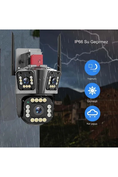 Urfakent Ipc360 3 Kameralı Sirenli Wifi Kamera(hafıza Kartı Dahildir)