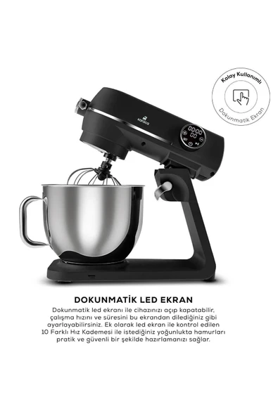 Karaca Multichef Artisan 7 lt 1800 W Siyah Döküm Stand Mikser