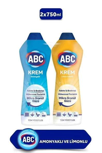 ABC Sıvı Krem Limon 750 ml Amonyak 750 ml 2 Adet