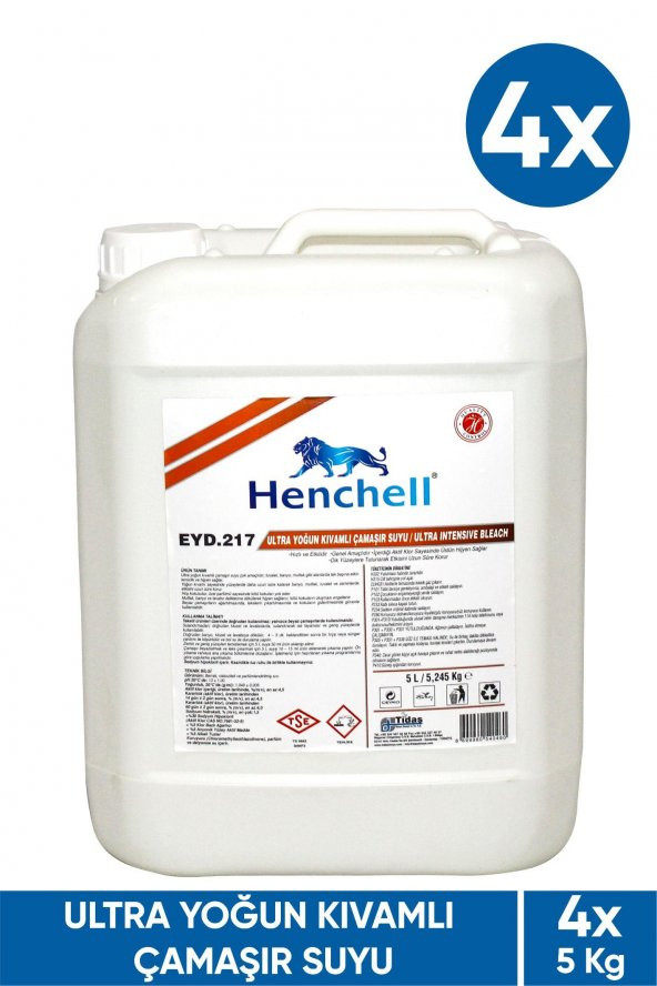 HENCHELL ULTRA YOĞUN KIVAMLI ÇAMAŞIR SUYU 4X5KG