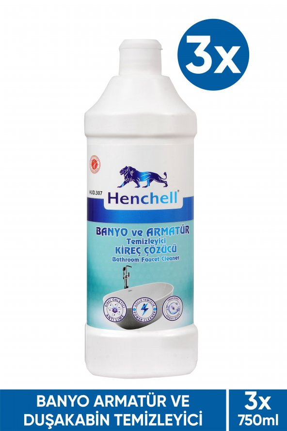 HENCHELL BANYO VE ARMATÜR TEMİZLEYİCİ KİREÇ ÇÖZÜCÜ 750ML X3