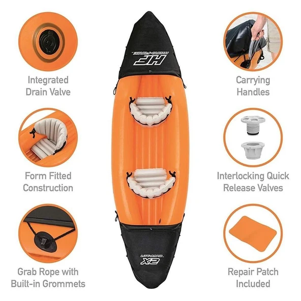 Bestway Hydro Force Lite-Rapid X2 Inflatable Kayak Şişme Kano - 6