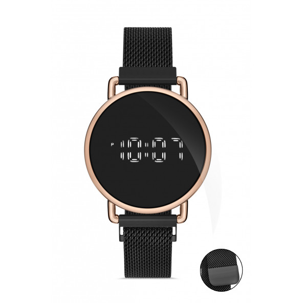 DESİNGSHOP Mıknatıslı Hasır Kordon Dijital Dokunmatik Unisex Kol Saati dsgnw1002a