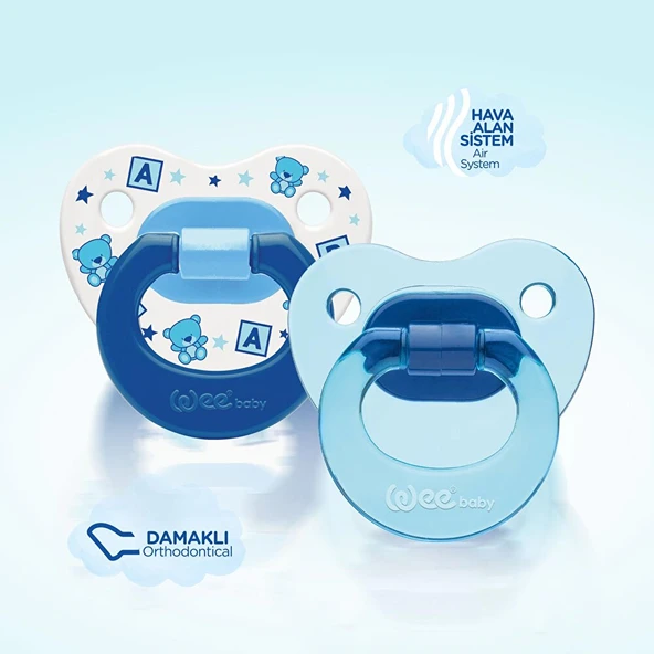 438 Wee Baby 2'li Damaklı Emzik No:2 Mavi - 2