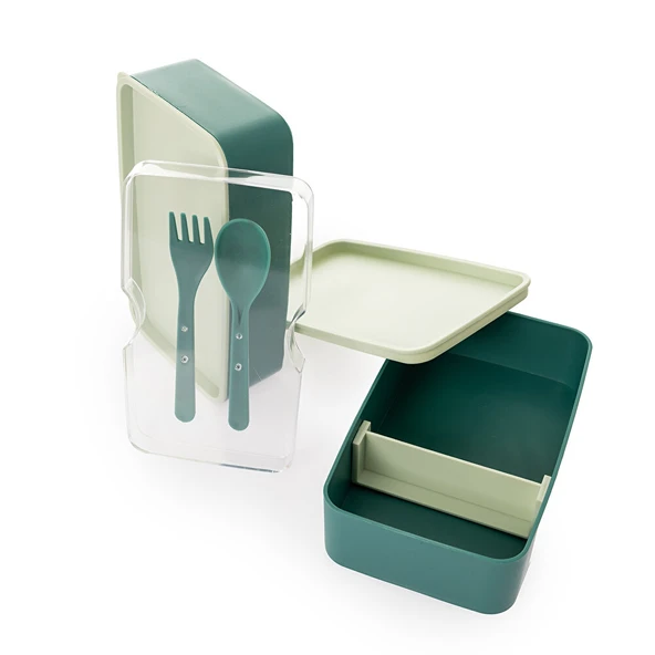 Pratik yemek ve saklama kabı seti-Dörtgen Su Yeşili ürün görseli