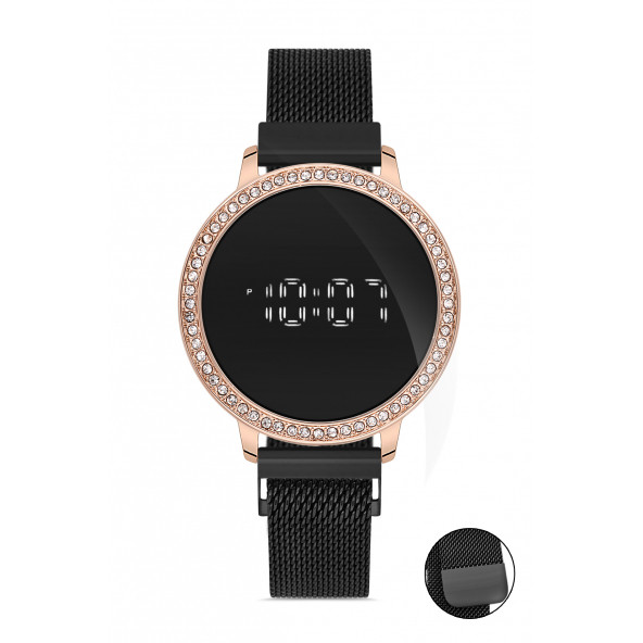 DESİNGSHOP Mıknatıslı Hasır Kordon Dijital Dokunmatik Unisex Kol Saati dsg123974a