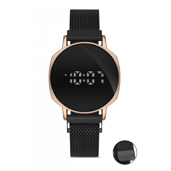 DESİNGSHOP Mıknatıslı Hasır Kordon Dijital Dokunmatik Unisex Kol Saati dsg123x2