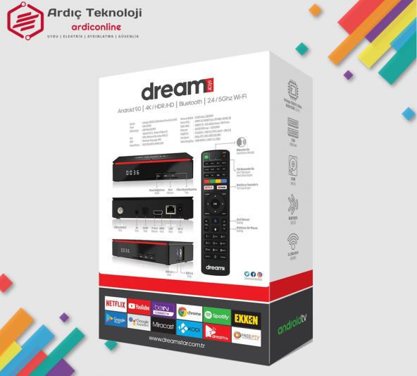 Dreamstar A5 PRO Ultra HD 4K Android Uydu Alıcısı | Netflix Full HD - 4