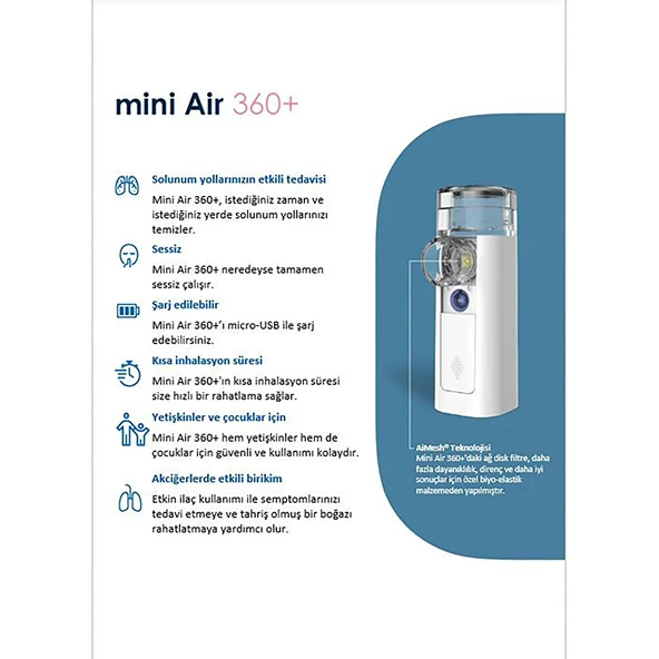 Mini Air 360+ Taşınabilir Mesh Nebulizator - 2