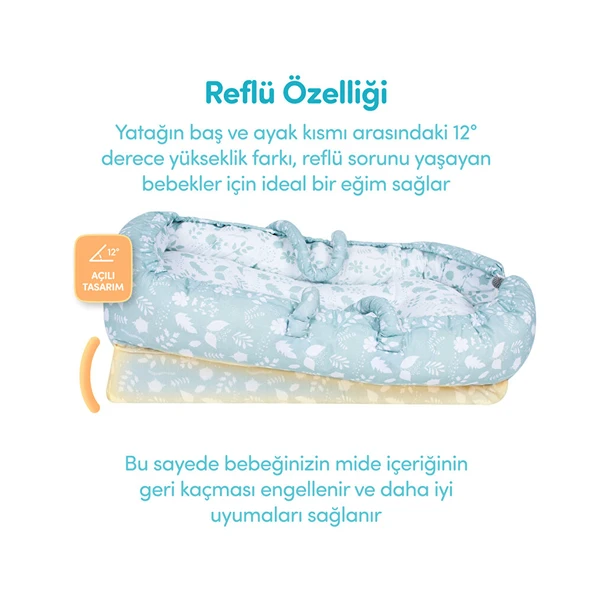 Anne Yanı Bebek Reflü Yatağı Yeşil - 2