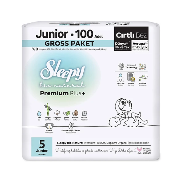Bio Natural Aylık Paket Bebek Bezi 5 Numara 100 Adet ürün görseli
