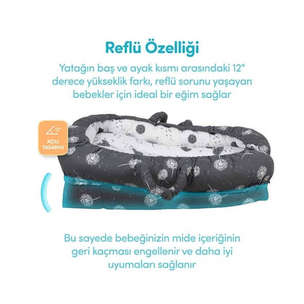 Anne Yanı Bebek Reflü Yatağı Gri - 2