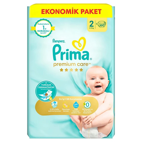 Bebek Bezi Premium Care 2 Beden Mini Ekonomik Paket 4-8 kg 60 Adet - 2