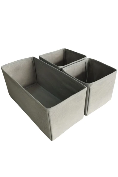 Balkan Room 3'lü Gri Çekmece Içi Düzenleyici Organizer Set - Çok Amaçlı Dolap Içi Kutu Seti ürün görseli 1