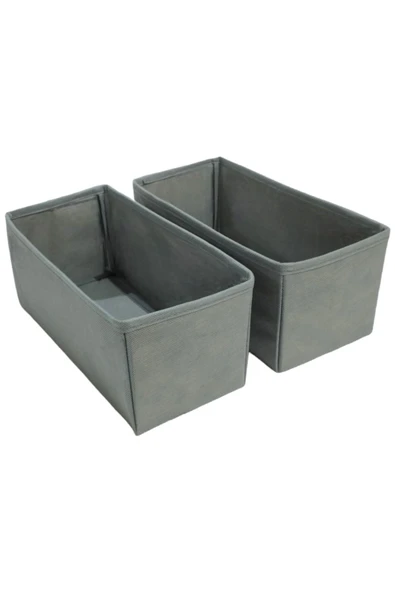 Balkan Room 2'li Gri Çekmece Içi Düzenleyici Organizer Set - Çok Amaçlı Dolap Içi Kutu Seti ( 28*13*13 )
