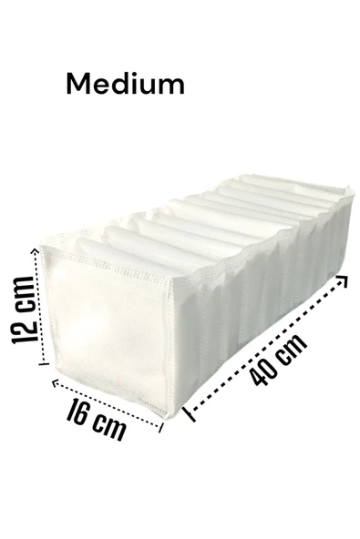 Balkan Room 6 Adet Beyaz Akordiyon Tipi Medium 11 Gözlü Çekmece İçi Düzenleyici Dolap Organizer Seti 40x16x12 cm - Resim 3