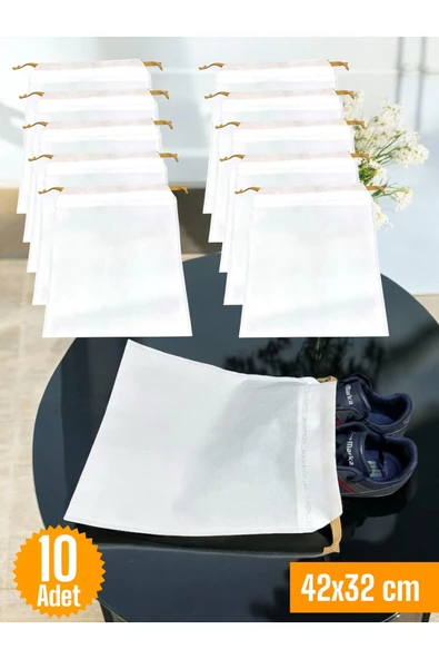 Balkan Room 10 Adet Beyaz Büzgülü Ayakkabı Saklama Çantası Çok Amaçlı Dolap Çekmece Valiz Düzenleyici ürün görseli 1